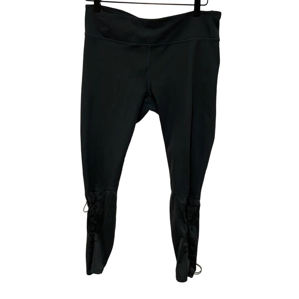 Fabletics lace up leggings dark green one size